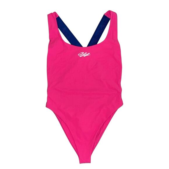 Off-White Logo-Tape Swimsuit Fuchsia/White Size 40/ Small - Picture 5 of 9